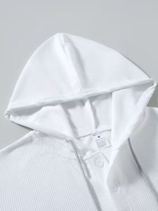 Camiseta con Capucha de Manga Corta Azul Marino para Hombre, Corte Regular, Tejido Ecológico, Estilo Casual, Poliéster/Algodón - Product Image 3
