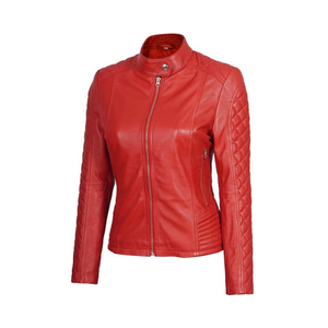 Women's Winter Biker Jacket PU Shell Nylon Waterproof Breathable Eco-Friendly Custom Made Street Style Wholesale Reasonable - Product Image 1