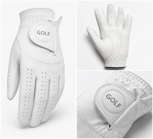 Gant de golf unisexe en cuir véritable, main droite, respirant, fermeture auto-agrippante, blanc - Product Image 1