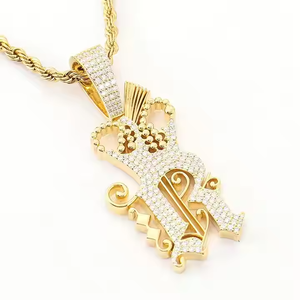 Colgante Vintel Vintage con Letra Solitaria de Moissanita, Plata 925 Bañada en Oro, Amuletos Unisex para Fiestas y Uso Diario - Product Image 2