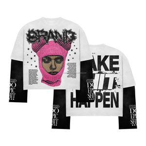 T-shirt ample et court en coton de luxe, style hip-hop, avec motif graphique, streetwear, 100% coton lourd, pour hommes - Product Image 1