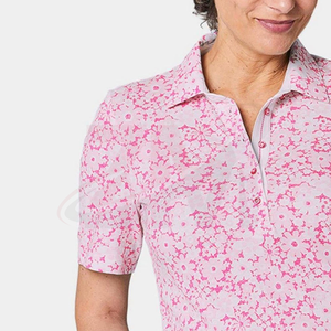 Camiseta Polo Rosa Estampada para Mujer, Ropa Casual de Manga Corta, Transpirable, Tejido 100% Poliéster - Product Image 5