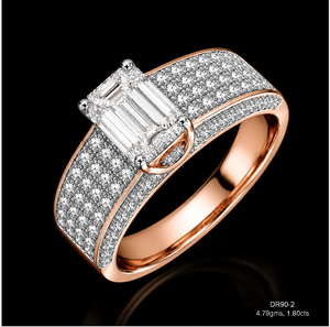 Anillo de Oro Rosa de 14K con Diamante Cultivado en Laboratorio, Corte Esmeralda para Hombre, Certificado IGI, Regalo de Compromiso, Aniversario, Uso en Fiestas - Product Image 2