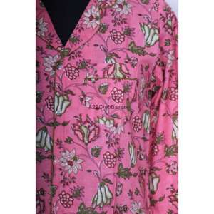 เสื้อเชิ้ตผู้หญิงคอวีพิมพ์ลายดอกไม้ ผ้าฝ้ายแท้ 100% ระบายอากาศได้ดี เป็นมิตรกับสิ่งแวดล้อม แขน 3/4 ความยาวปานกลาง เหมาะสำหรับงานกลางคืน/งานทางการ - Product Image 3