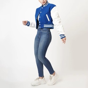 Wholesale Best Quality Material Made <b>Women</b> Crop <b>Varsity</b> <b>Jackets</b> With Full Sleeves Rib Knitt Collar <b>Jackets</b> <b>Women</b> <b>Varsity</b> <b>Jackets</b> - Product Image 3