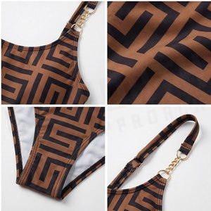 Women's One-Piece Geometric Print Swimsuit Scoop Neck Stretch Spandex Polyester Bikini Beachwear - Product Image 4