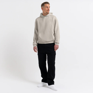 High Quality Snap Button Collar No <b>String</b> 400gsm Cotton Pull Over Custom logo Men Blank Hoodie Set - Product Image 2