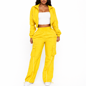 Fashion <b>Women</b> Windbreaker Set 2 Piece Cargo Pants <b>Jacket</b> Streetwear <b>Lightweight</b> Nylon Tracksuit - Product Image 2