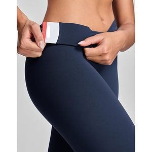 Leggings sans couture taille haute couleur unie pour femme – Pantalon de yoga tricoté extensible et respirant pour le sport - Product Image 4