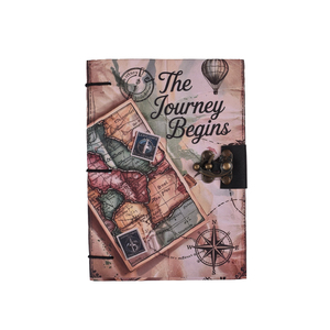 Diario de Papel Hecho a Mano con Temática de Viajes Vintage, Tamaño A5, 100 Páginas |   Cuaderno Ecológico con Cierre de Candado, Cuaderno de Papel Premium - Product Image 1