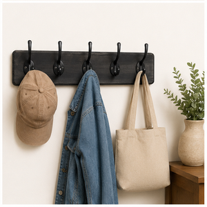 Heavy Duty <b>Wall</b> <b>Mounted</b> Coat Rack With 5 Triple Hooks Solid Wood Base Rustic Farmhouse <b>Clothes</b> Hanger For Entryway Organization - Product Image 4