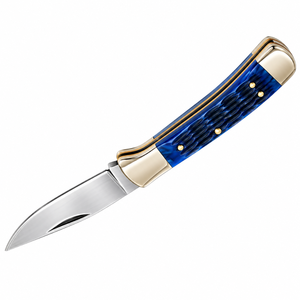 Blue Gold Silver Folding Pocket Knives with Sharp <b>Stainless</b> <b>Steel</b> Blade Decorative Textured Handle Classic Lockback Design Outdo - Product Image 3