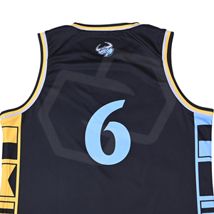 Camiseta de Baloncesto Sublimada Personalizada al por Mayor para Hombre, Negra, Azul y Amarilla, Transpirable, de Poliéster, Uniforme de Equipo para Adultos, Ropa Deportiva - Product Image 4