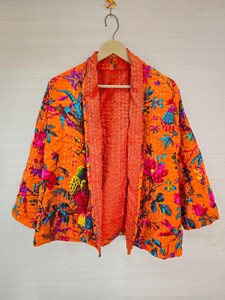Cotton Kantha Quilted Boho <b>Jacket</b> <b>Patchwork</b> Handmade Upcycled Bohemian Reversible Breathable Eco-Friendly Outerwear Hippie - Product Image 5