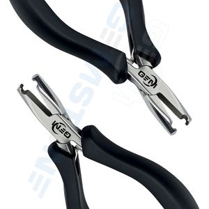Pince professionnelle en acier inoxydable de 5 pouces pour extensions capillaires, 1 trou, finition miroir 3 mm, poignée noire, pour micro-anneaux et retrait de liens à la kératine - Product Image 3
