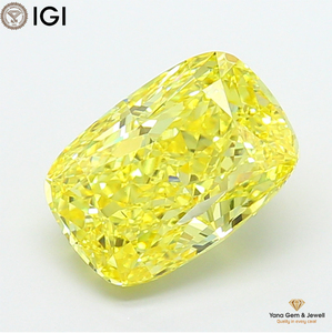 Diamant de laboratoire CVD certifié IGI, taille coussin, clarté VS2, couleur jaune vif fantaisie, 5,00 carats, pour solitaire de créateur - Product Image 1