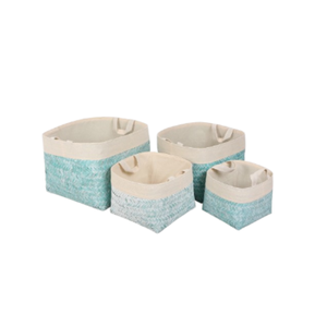 Handmade Natural Bamboo <b>Storage</b> <b>Basket</b> for Organizing with Linen Fabric Multipurpose Woven <b>Baskets</b> from Vietnam - Product Image 1