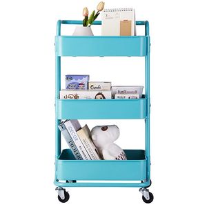 Carrello portaoggetti a 3 livelli XH per cucina e casa, con maniglia, moderno, in metallo e plastica, con ruote - Funzionalità base per la pulizia di camera da letto, cucina, hotel - Product Image 4