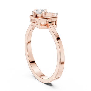 Anillo de Compromiso de Oro Rosa con Diamante Cultivado en Laboratorio, Diseño de Halo Geométrico, Elegante Joyería Nupcial, Anillo Premium al por Mayor - Product Image 3