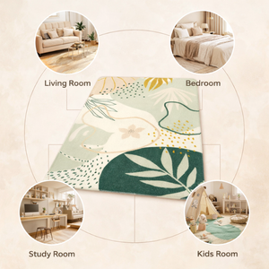 Modern <b>Abstract</b> Floral Polyester Rectangle Carpet | Machine Made Area Rug Non-Slip Surface 6mm Low Pile <b>Canvas</b> Backing Home Use - Product Image 2