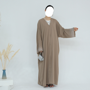 Mexizo Dubai Custom Modest Rhinestone Abaya Women Muslim <b>Dress</b> Traditional <b>Eid</b> Dubai Modest One Piece Luxury Beads Sleeve Abaya - Product Image 2