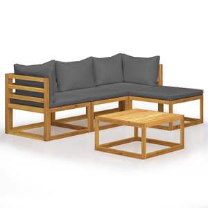 Conjunto de Muebles de Jardín de 5 Piezas en Madera de Acacia Sólida, Madera Natural para Exteriores - Product Image 2