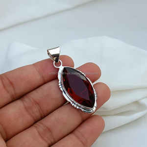 Pendentif en argent sterling 925, pendentif de bijoux faits à la main, pendentif unique, pierre précieuse de grenat rouge, pendentifs pour cadeaux de Noël - Product Image 6
