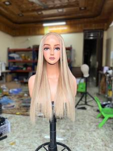 Precio al por mayor HD Peluca frontal de encaje Cabello humano Hueso recto Resaltar Color Rubio Pelo crudo vietnamita - Product Image 2