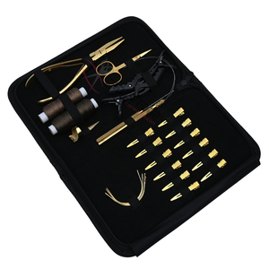 Gold Hair <b>Extension</b> tools Application Kit with 7 Inch Flat <b>Beads</b> Crimping Plier Pulling Hook Loop Tool Wig Threads & Clips - Product Image 1