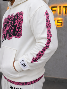 Men's <b>Pink</b> Hooded <b>Tracksuit</b> Set Full Length Cotton Sweatshirt Pants Screen Print Logo Streetwear Autumn Plus Size <b>Tracksuits</b> - Product Image 4