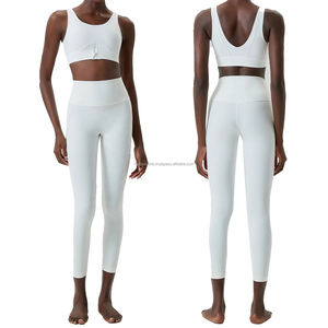 Venta al por mayor de 2 piezas de ropa deportiva pantalón de yoga conjunto de entrenamiento de las mujeres ropa de deporte gimnasio conjuntos de secado rápido transpirable conjunto de yoga - Product Image 5