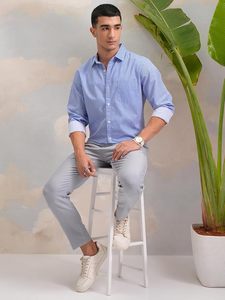 Camisa a rayas de corte ajustado para hombre Highlander, mangas largas, camisas elegantes para uso diario para hombre - Product Image 5