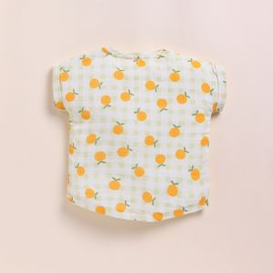 Premium Quality Organic Muslin Oversized Orange Print Tees Baby T-Shirts - Product Image 2