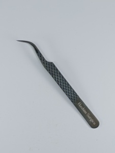 Professional Black Diamond Textured Stainless Steel <b>Eyelash</b> Extension Tweezers High Precision Curved Lash <b>Applicator</b> Tweezers - Product Image 2