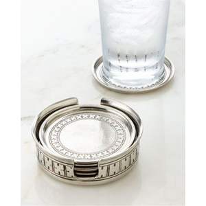 Juego de 6 Posavasos Ornamentados de Aleación de Zinc Plateado |   Posavasos Antideslizantes Grabados con Soporte, Elegante Regalo para Bodas y Inauguraciones - Product Image 2