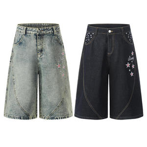 Knee Length Denim <b>Shorts</b> <b>Women</b> High Waist Bermuda Straight Leg Cotton Stretch Vintage Washed Casual Modest Jean <b>Shorts</b> Wholesale - Product Image 6