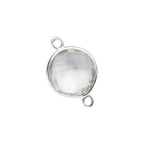 Pendentif connecteur en argent sterling 925 fait main avec quartz naturel facetté, serti clos, style mignon, 12 mm - Product Image 6