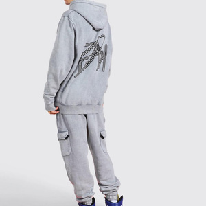 Ensemble de survêtement oversize délavé à l'acide de qualité supérieure, comprenant un sweat à capuche moderne et un pantalon de survêtement, style streetwear décontracté, pour la vente en gros et l'exportation - Product Image 6