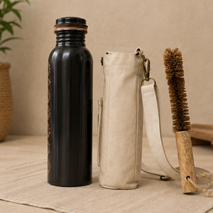 Ayurvedic Seven Chakra Copper Water <b>Bottle</b> Set Eco-friendly Portable Multi-Use Home Use with Coaster Lids - Product Image 3