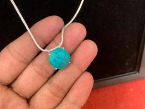 Wholesale Price Necklace sensitive Gemstone Turquoise <b>Silver</b> <b>Top</b> quality for Jewelry Lot Gemstone Round Shape May Birthstone - Product Image 2