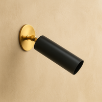 Applique murale moderne réglable, base cylindrique en laiton noir, luminaire spot en métal poli