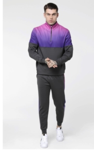 <b>Men</b> Gradient Color Tracksuit Full Sleeve <b>Half</b>-<b>Zip</b> <b>Jacket</b> & Trousers Sporty Style Quick Dry Polyester 2 Pieces Set Winter Wear - Product Image 3