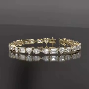 Lab Grown Diamond Tennis Bracelet for Women and <b>Men</b>, Mix Cut Diamond Tennis Bracelet, Solid Gold Diamond Bracelet - Product Image 1