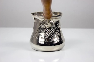หม้อกาแฟทองแดงแท้แบบตุรกีพร้อมด้ามจับไม้ ดีไซน์ดั้งเดิม ชุด 3 ใบ - Product Image 2