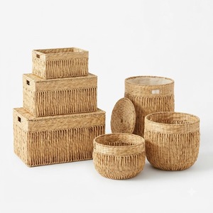 Natural Woven Water Hyacinth Basket Handmade <b>Storage</b> Basket Decorative Home Organizer Wholesale Factory In Vietnam - Product Image 1