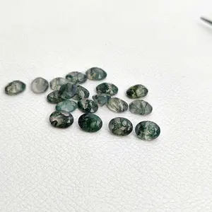 准备购买各种认证的灿烂天然苔藓玛瑙6x8mm多面椭圆形松散宝石，用于高级珠宝制作