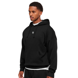 Mens Oversized <b>Black</b> Graphic Hoodie Heavyweight <b>Fleece</b> Pullover Sweatshirt Relaxed Fit Casual Streetwear Style - Product Image 4