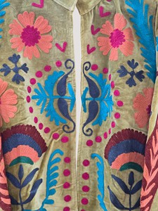 Hand Embroidered Floral <b>Velvet</b> Bomber Jacket Stand Collar Full Sleeve Autumn Women's Plus Size - Product Image 5
