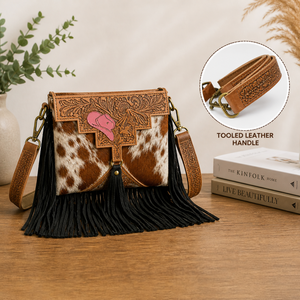 Sac bandoulière en cuir de vachette occidental avec franges, sac à main bohème fait main, sac à bandoulière à pompons pour femme, qualité supérieure - Product Image 4