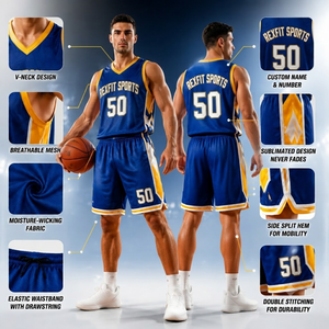 Camiseta de Baloncesto Rexfit de Buena Calidad, Directamente de Fábrica, Personalizada, de Primera Categoría, Uniforme de Baloncesto Transpirable - Product Image 3